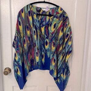 Trina Turk silk poncho blouse size S